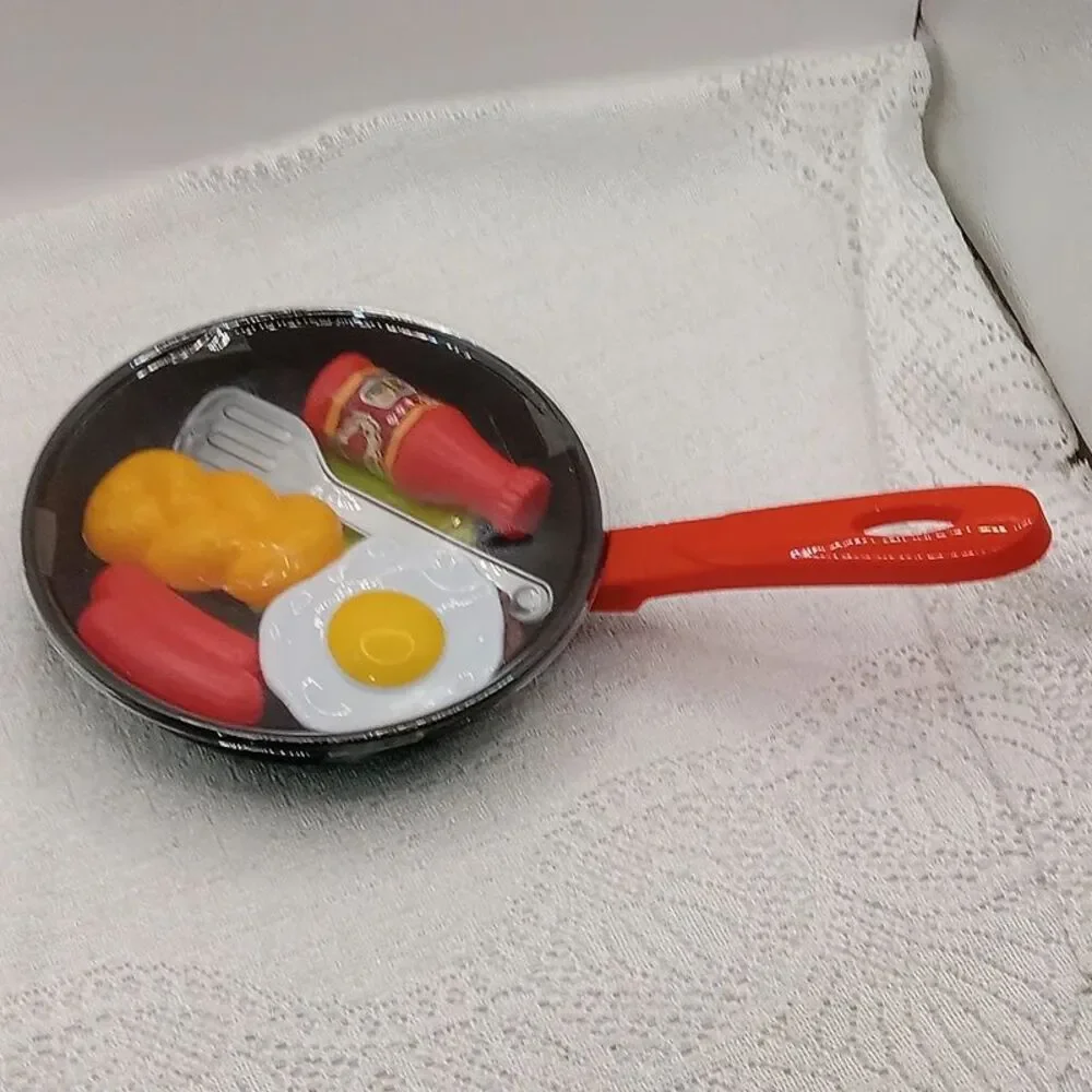 Kid's Pretend Kitchen Plastic Food Skillet Toys